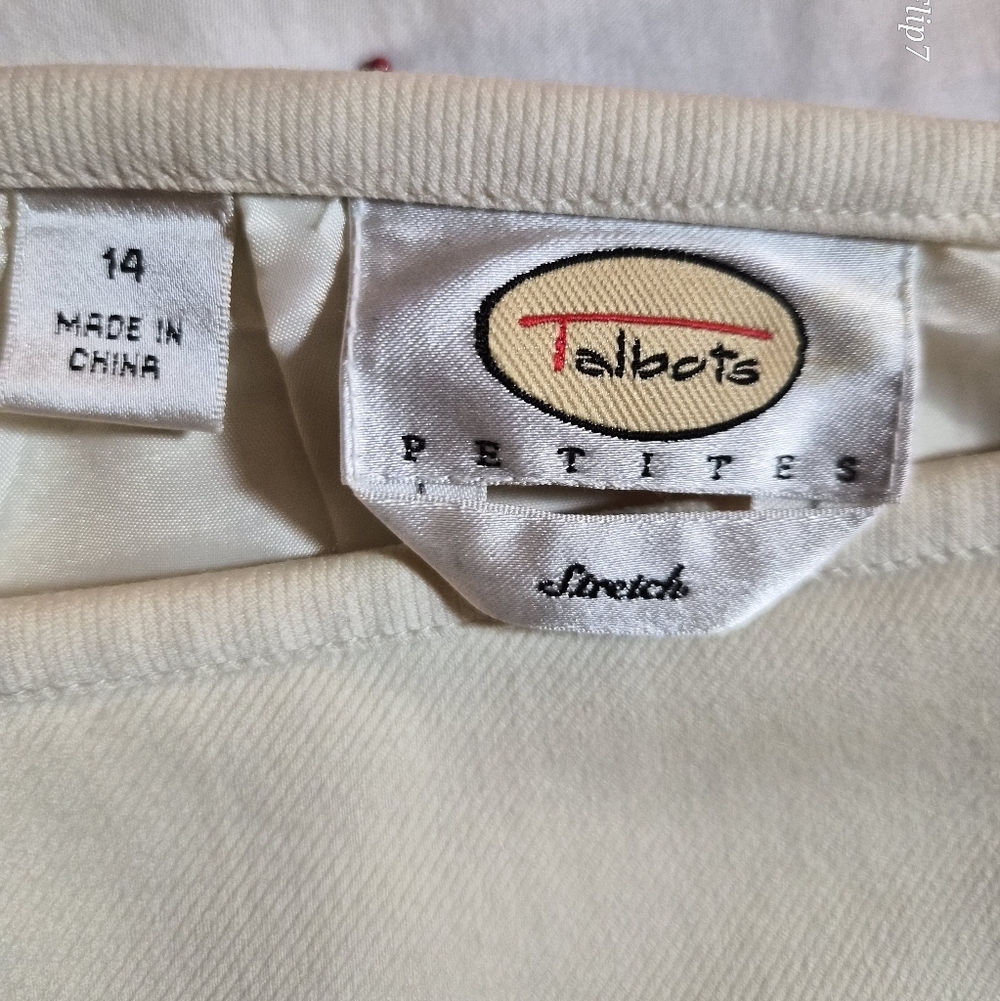 Talbots Ivory Seasonless Wool Blend Pencil Skirt Career Size 14P - Picture 3 of 7